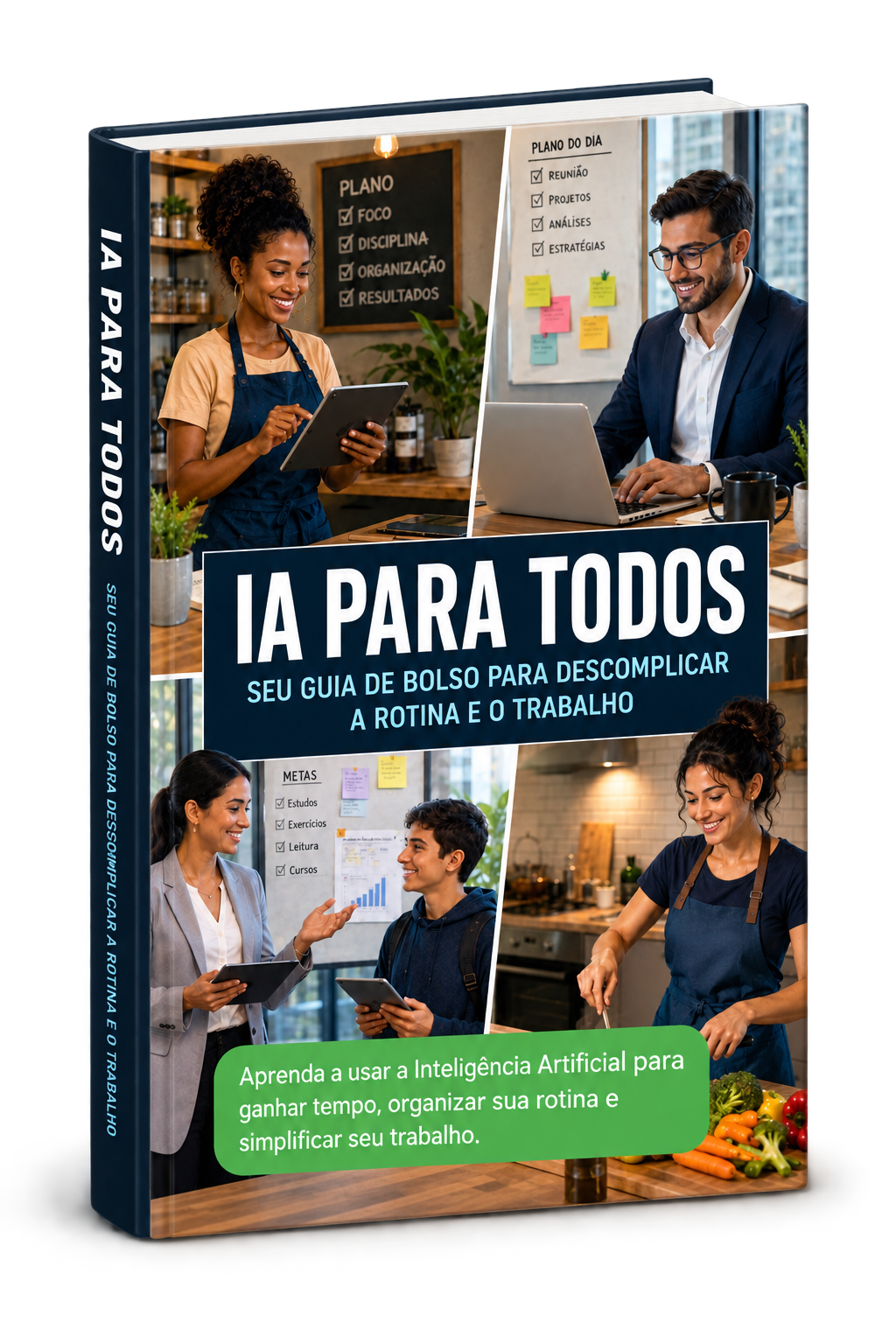 Mockup da capa do ebook IA Para Todos, guia prático para iniciantes